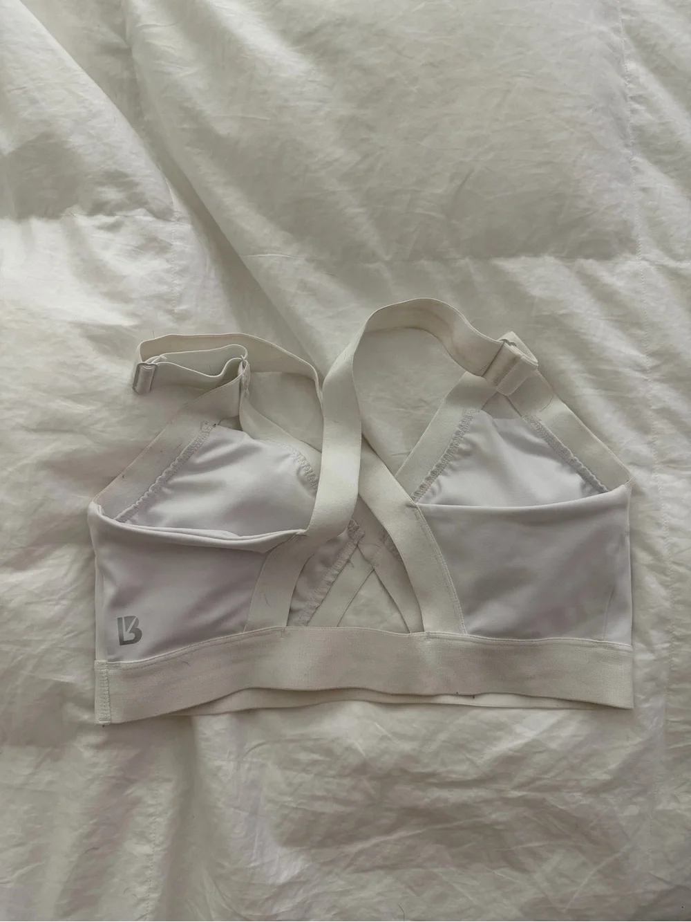 BuffBunny White Cross-Strap Sports Bralette